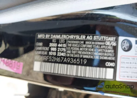 2007 Mercedes-Benz C 230 Sport из США, поврежденный, VIN WDBRF52H67A936519